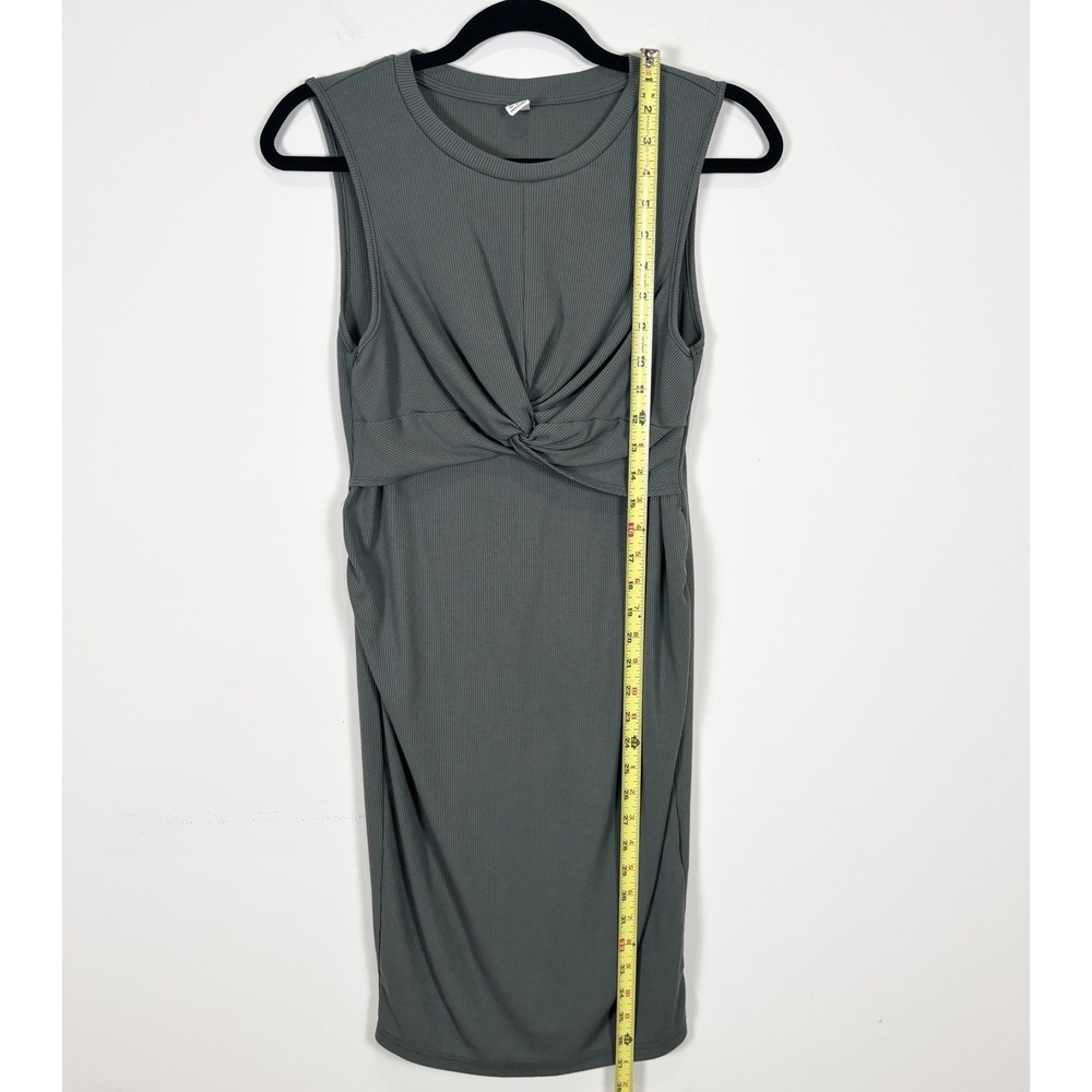 Women's Maternity Twist Front Sleeveless Bodycon Ribbed Tank Dress Medium - Picture 5 of 5